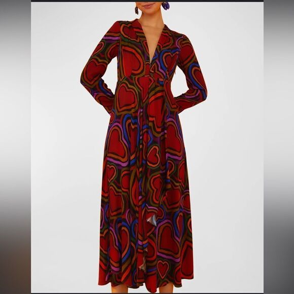 NWT Farm Rio Rainbow Wild Hearts Maxi Dress Small - Picture 1 of 16
